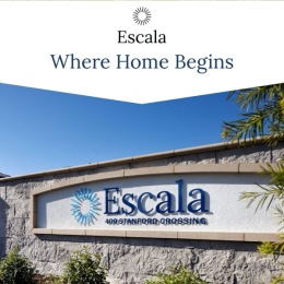 Welcome Home brick sign with Escala on it